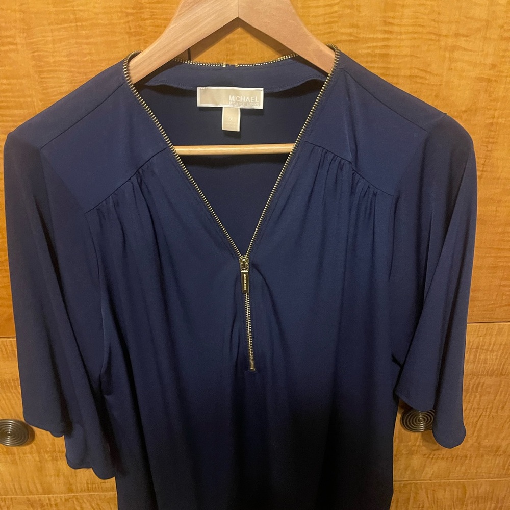 MICHAEL Michael Kors Navy Zip Blouse